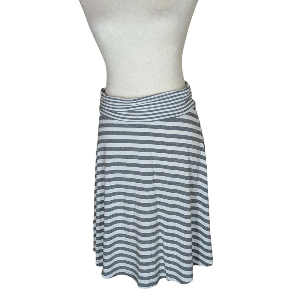 Gap Women's Grey White Stripe Foldover Waist Skirt Sz M Retro Preppy Y2K Skater